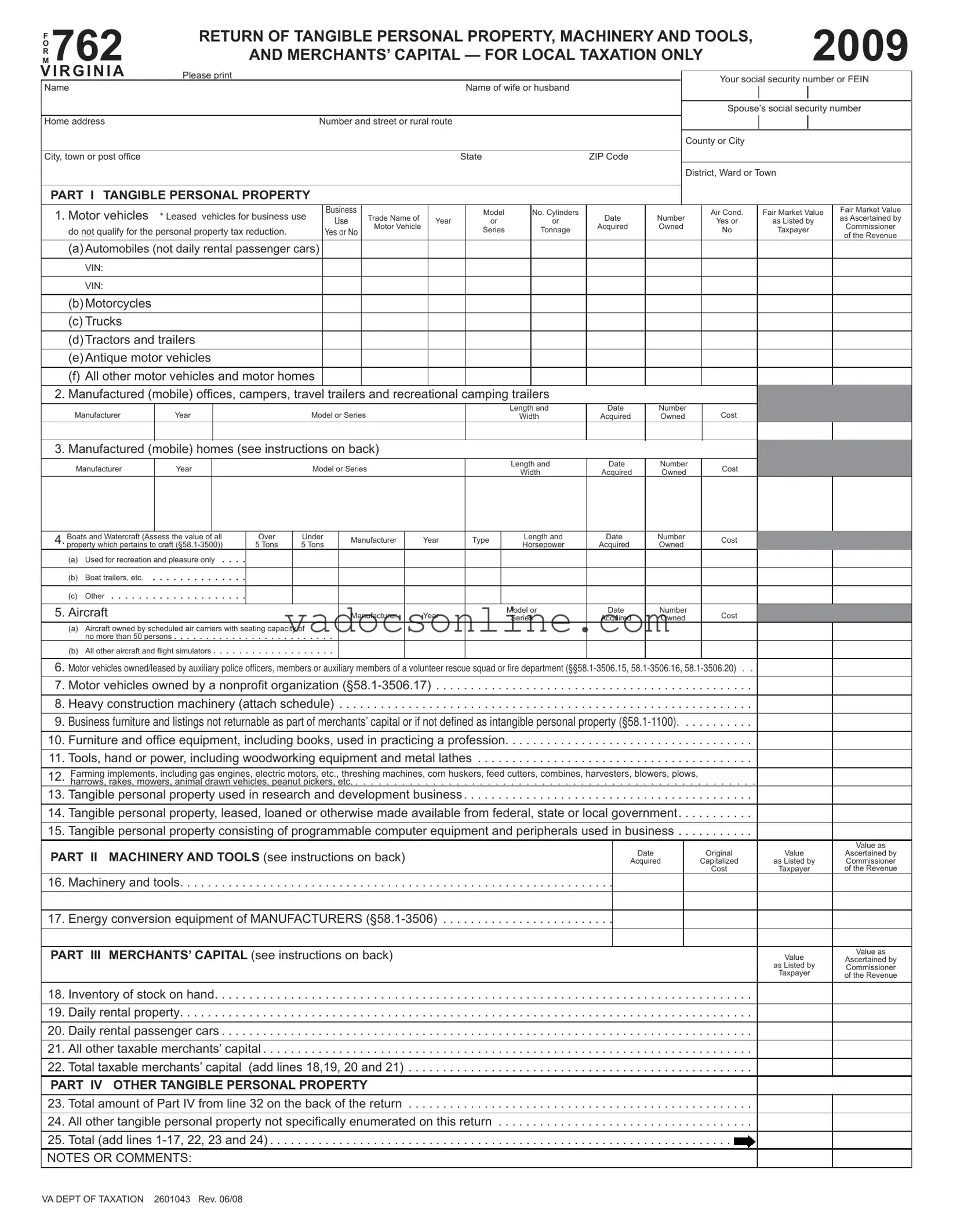 762 Virginia PDF Form