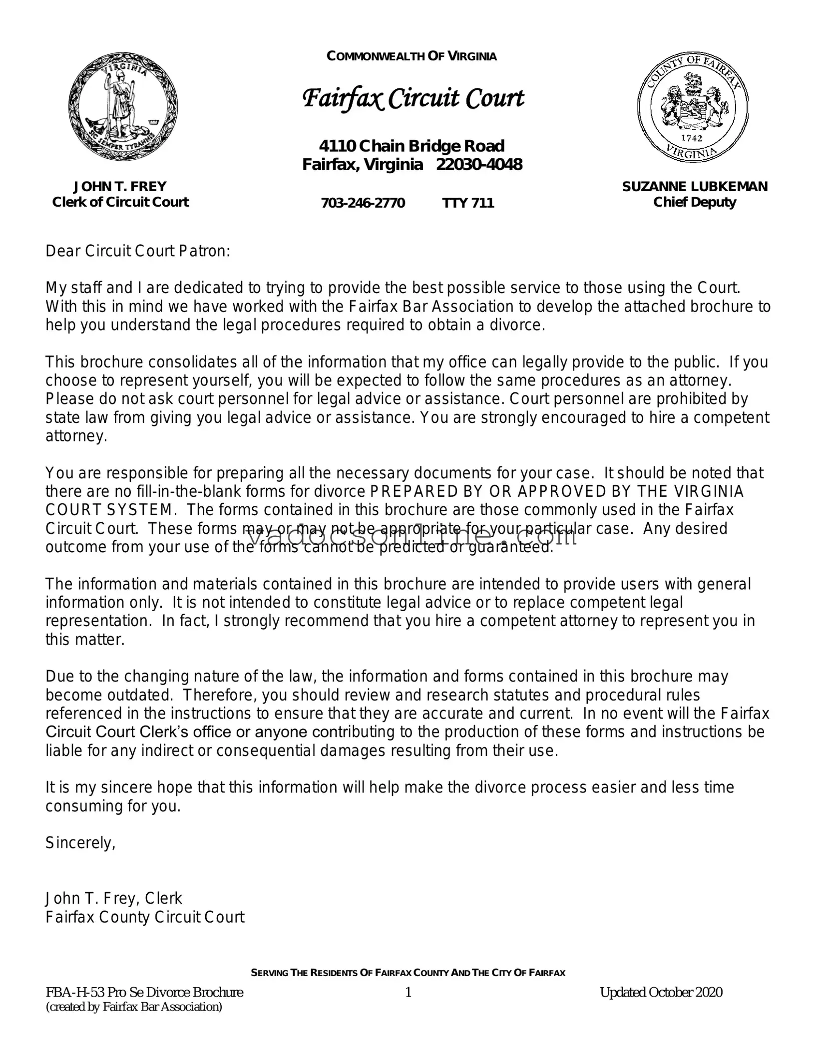 Bill Divorce Virginia Sample PDF Form