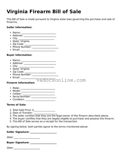 Attorney-Approved Firearm Bill of Sale Template for the State of Virginia