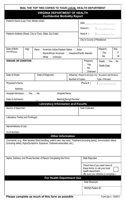 Virginia Epi 1 PDF Form