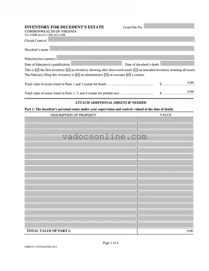 Virginia Estate Cc 1670 PDF Form