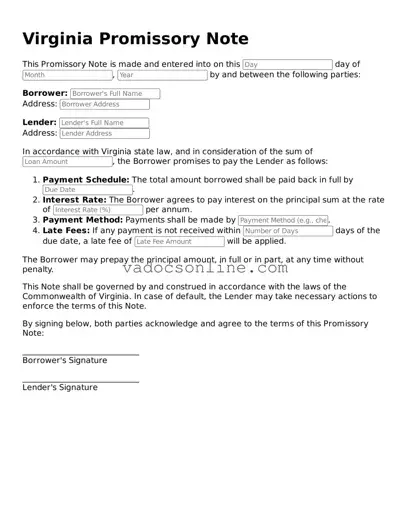 Attorney-Approved Promissory Note Template for the State of Virginia