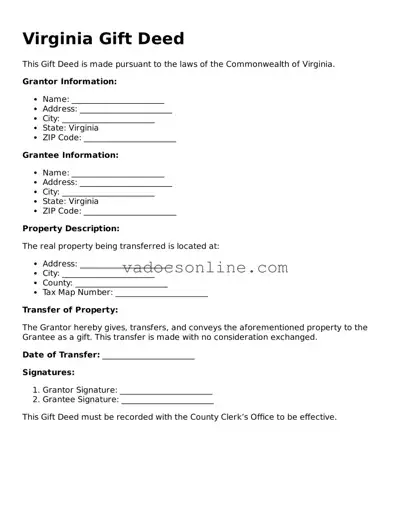 Attorney-Approved Gift Deed Template for the State of Virginia