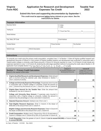 Virginia Rdc PDF Form