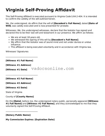 Attorney-Approved Self-Proving Affidavit Template for the State of Virginia