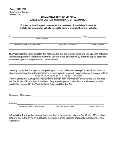 Virginia St 10B PDF Form