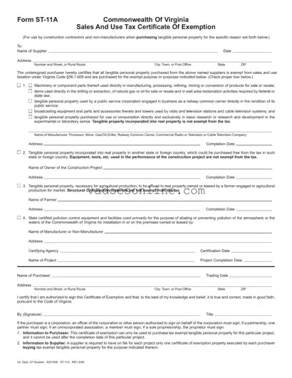 Virginia St 11A PDF Form
