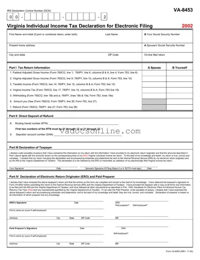 Virginia Va 8453 PDF Form