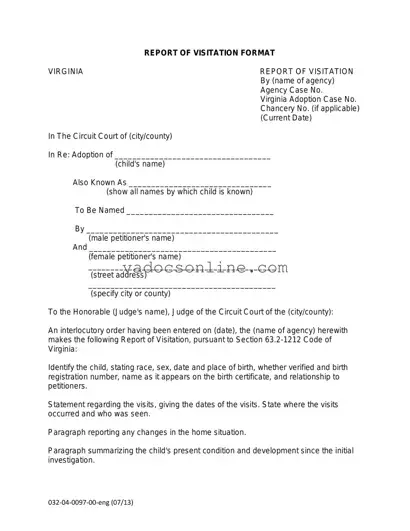 Visitation Status At Virginia PDF Form