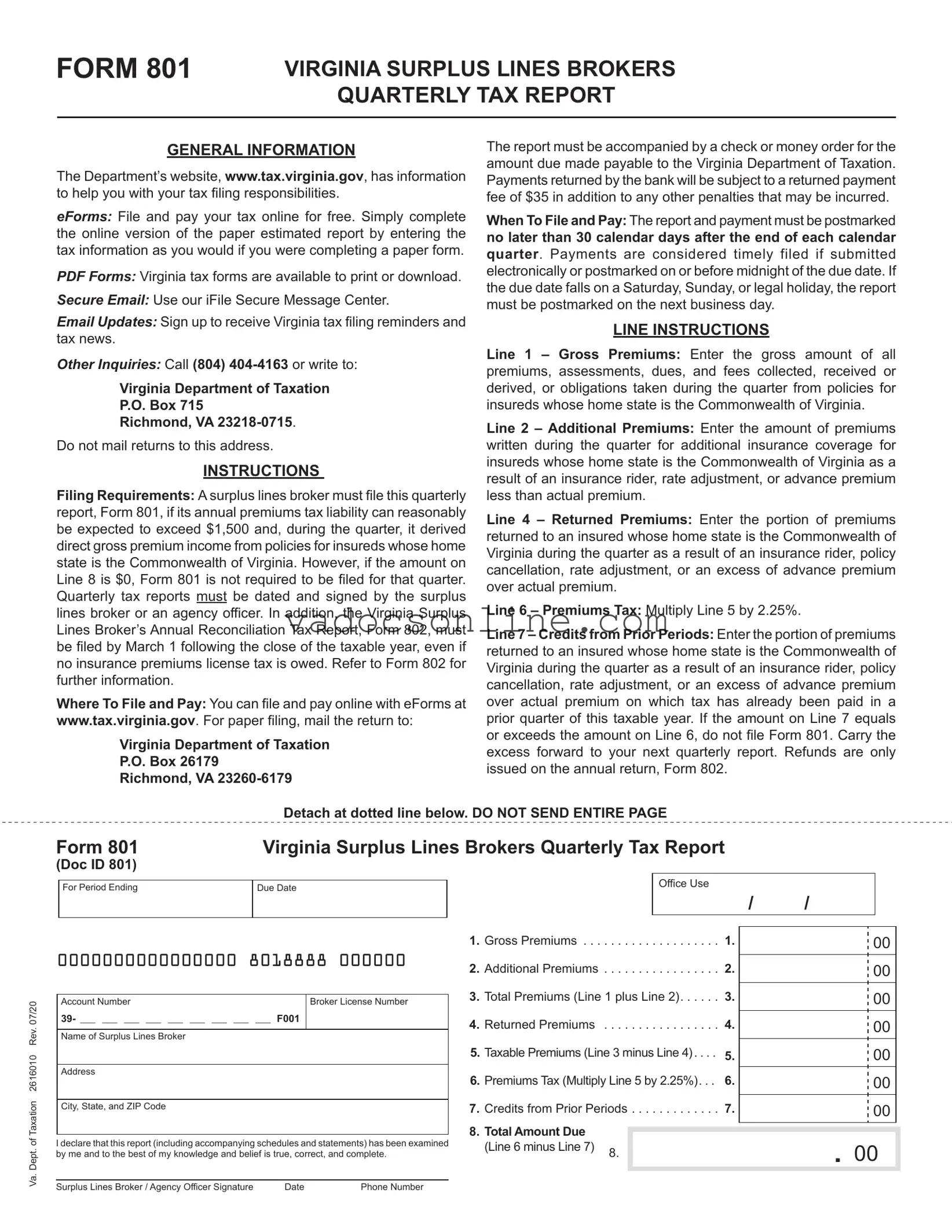 Virginia 801 PDF Form