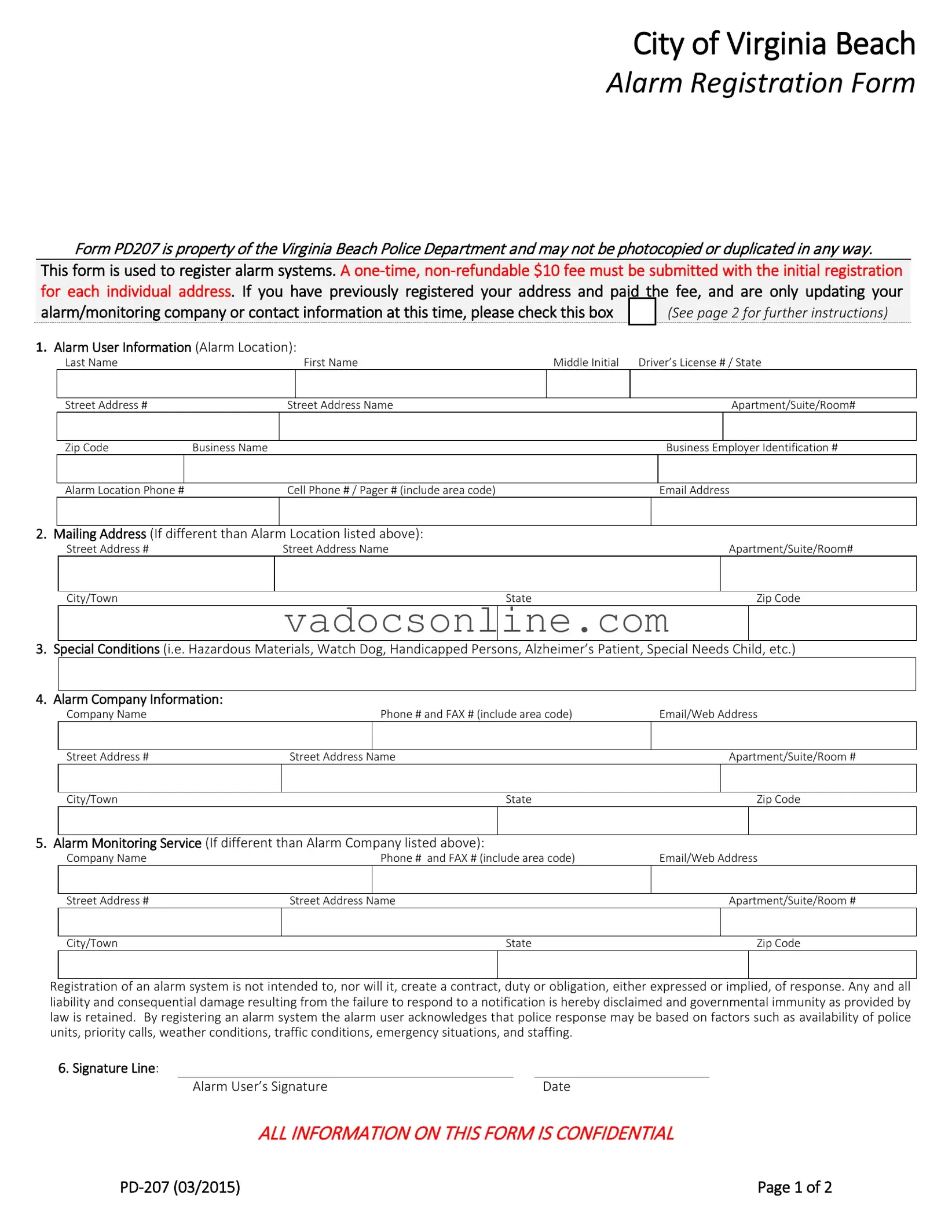 Virginia Pd 207 PDF Form