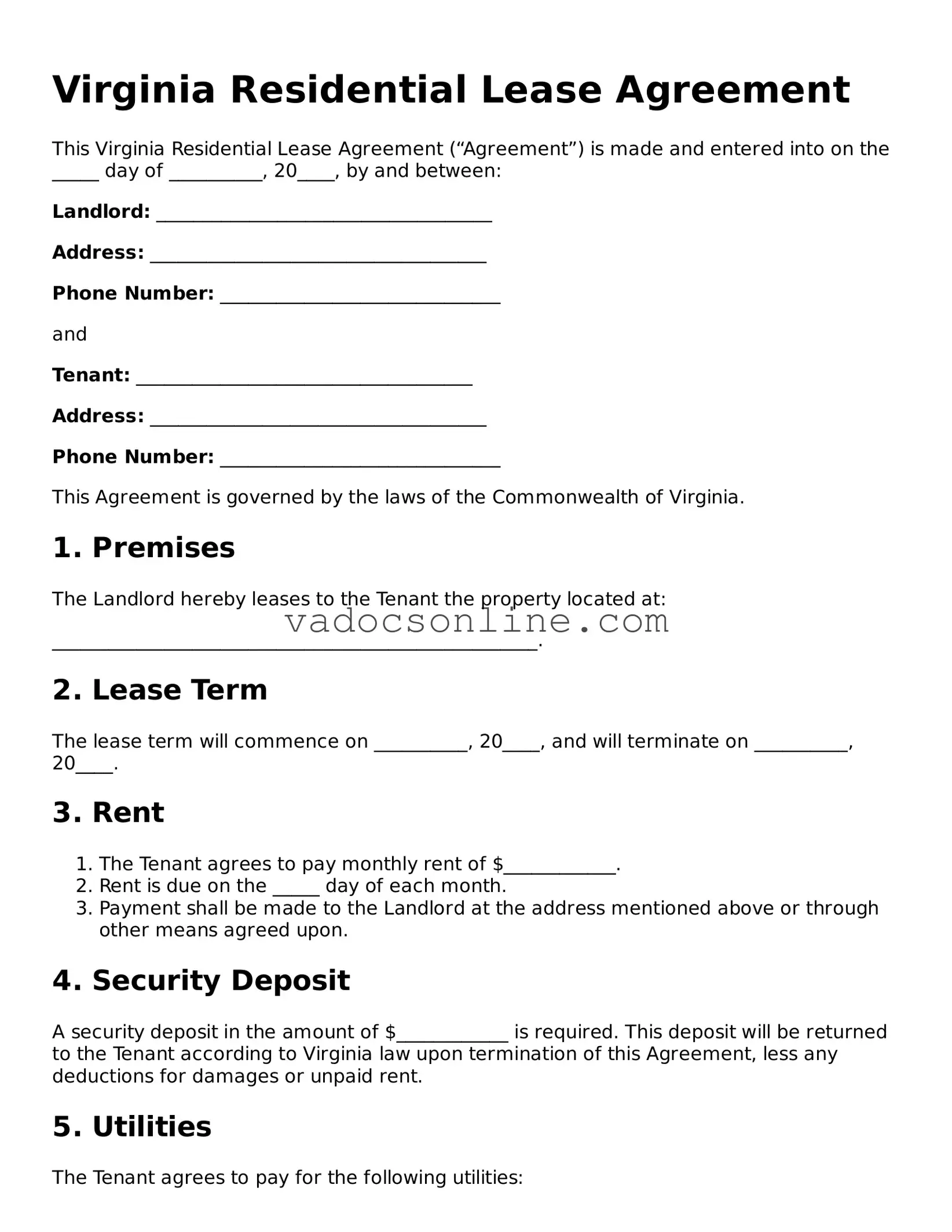 Attorney-Approved Lease Agreement Template for the State of Virginia