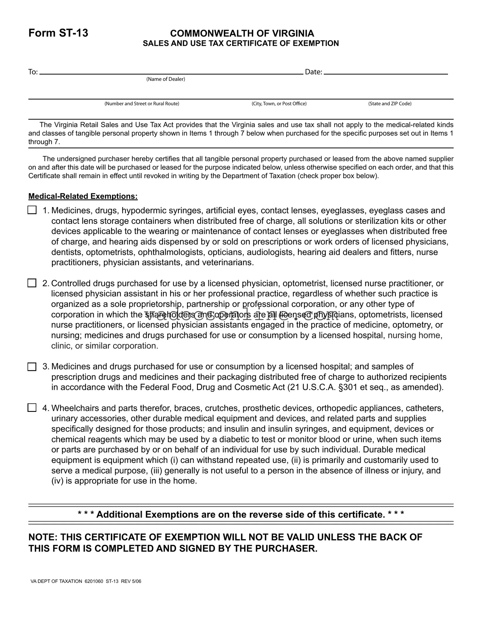 Virginia St 13 PDF Form