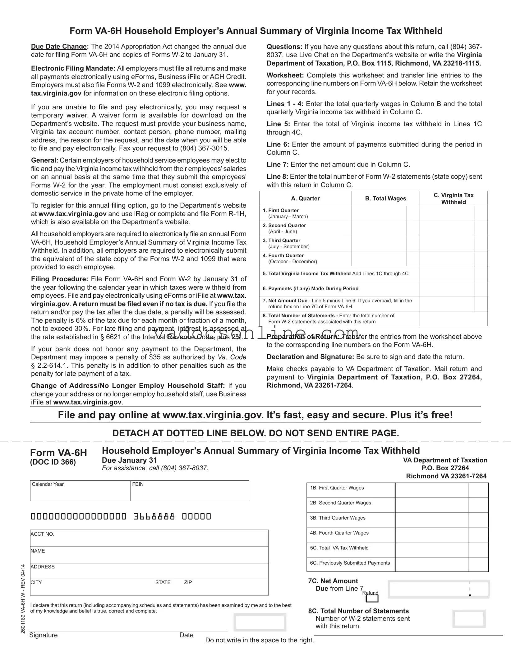 Virginia Va 6H PDF Form